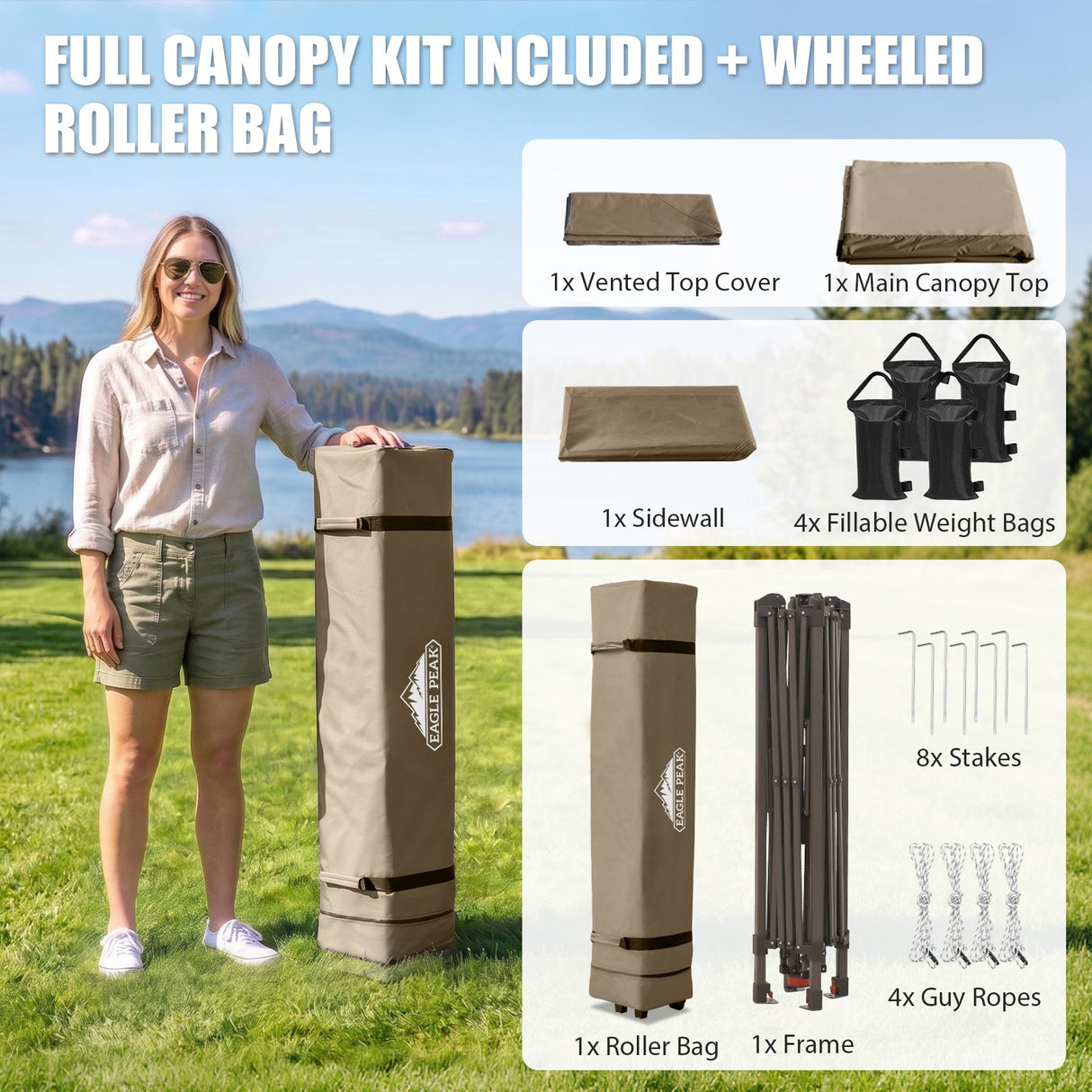 13x13 Pop Up Canopy Tent With Sidewall - Eagle Peak®