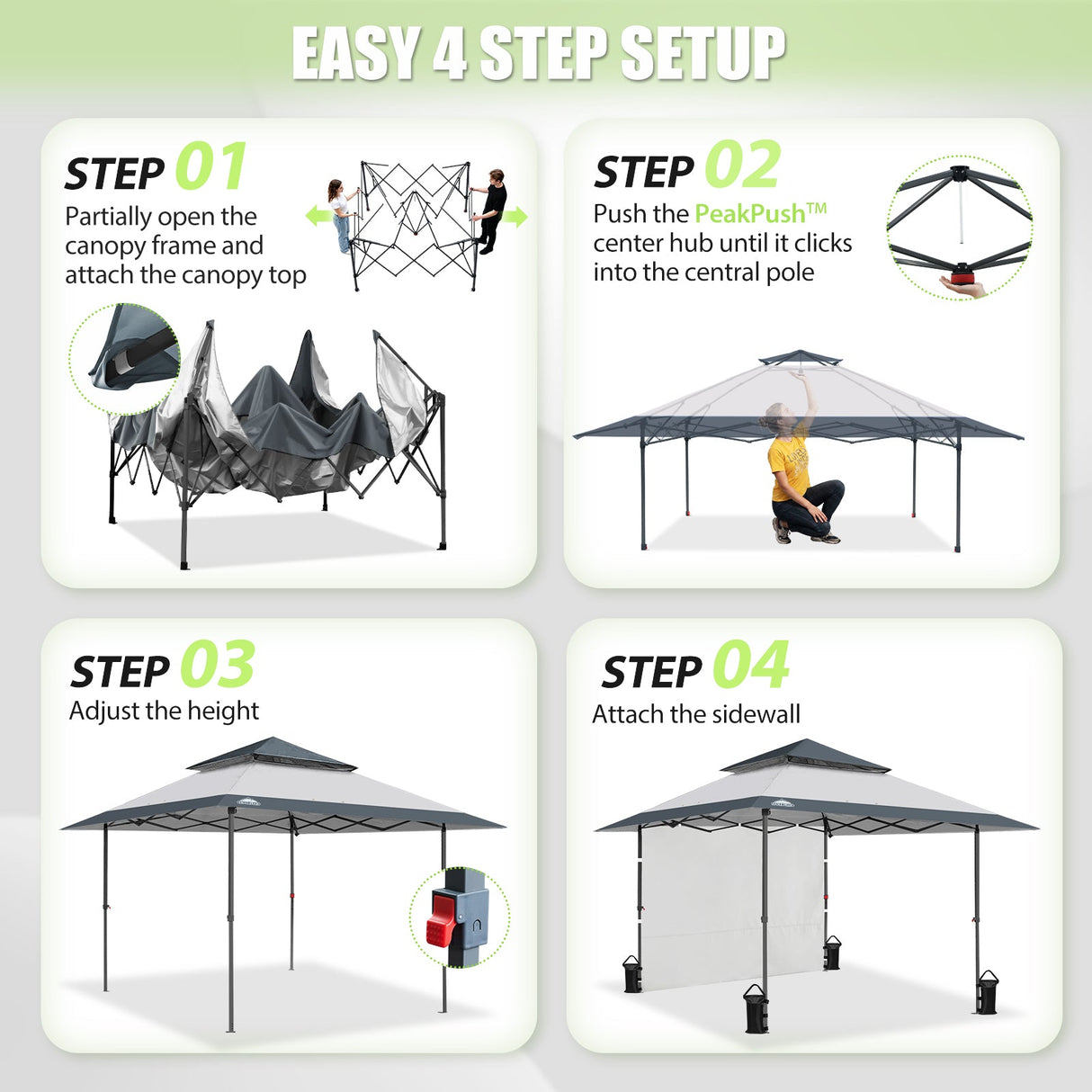 13x13 Pop Up Canopy Tent With Sidewall - Eagle Peak®