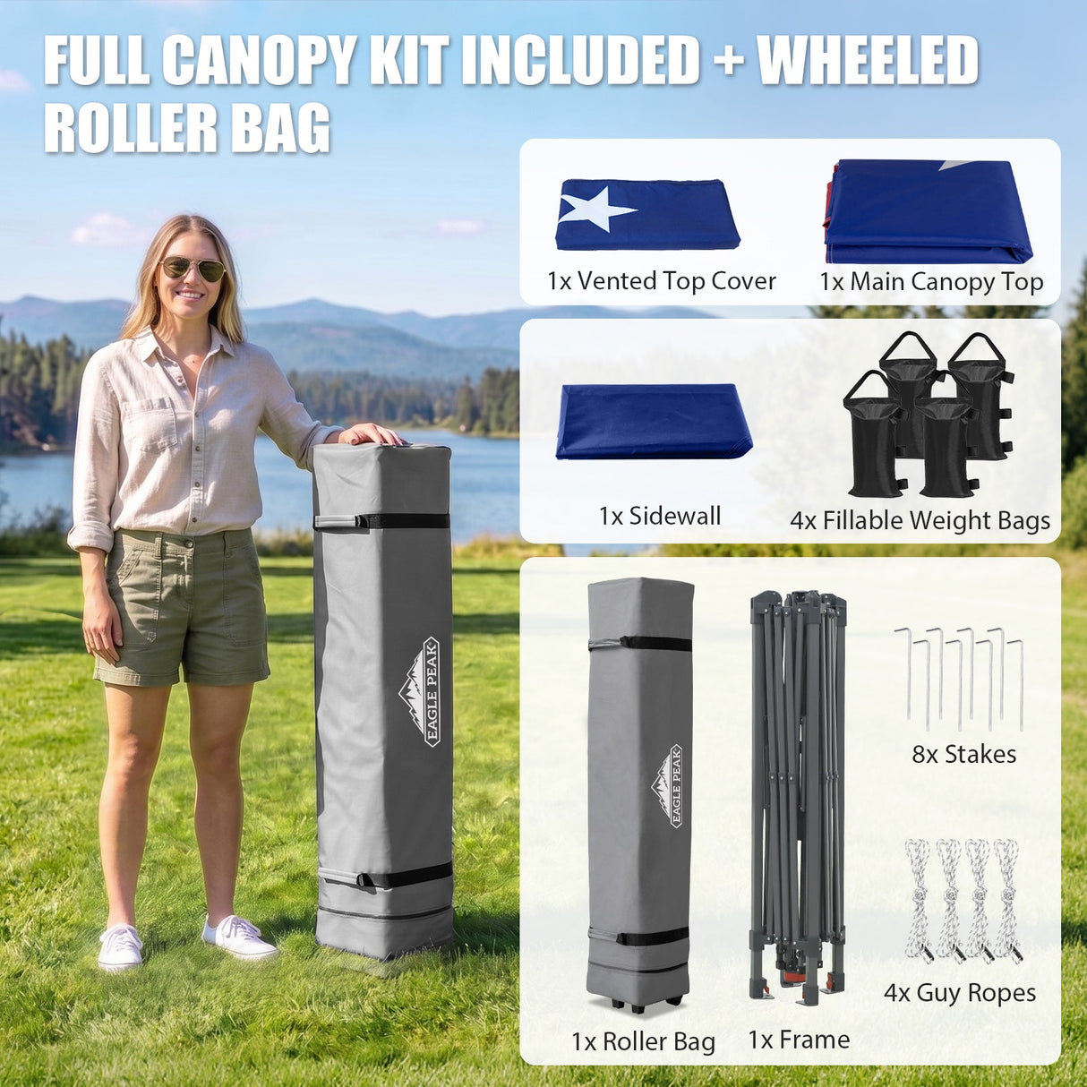 13x13 Pop Up Canopy Tent With Sidewall - Eagle Peak®