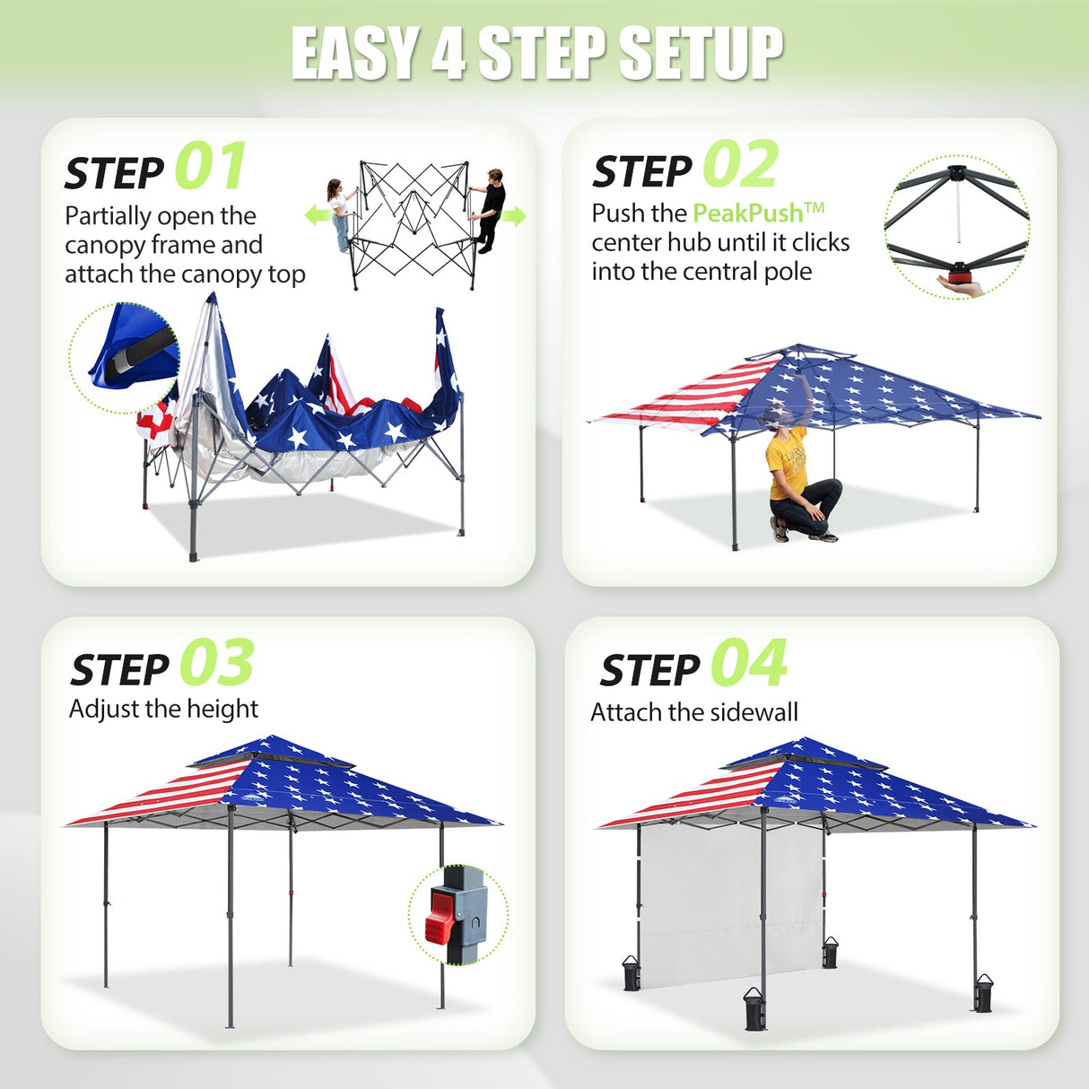 13x13 Pop Up Canopy Tent With Sidewall - Eagle Peak®
