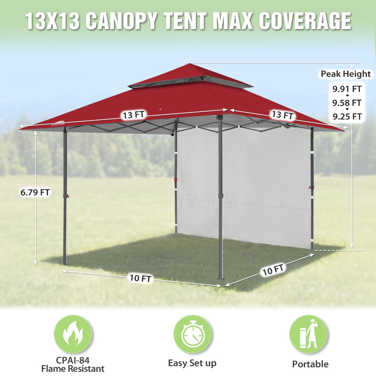 13x13 Pop Up Canopy Tent With Sidewall - Eagle Peak®