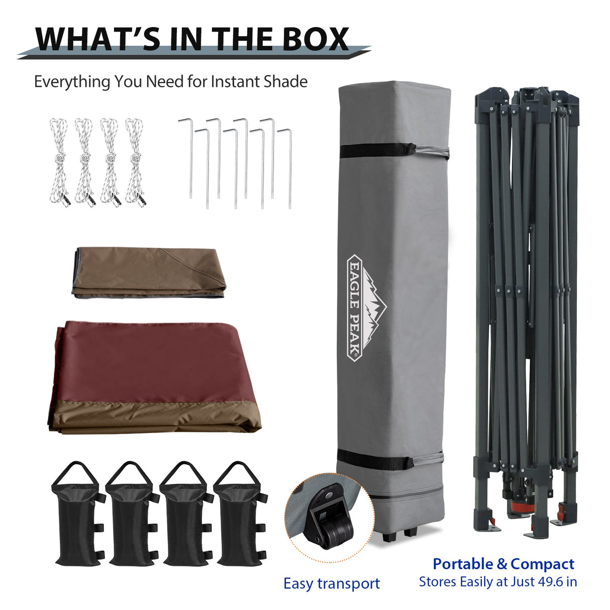 13x13 Straight Leg Pop Up Canopy Tent with 169 sqft of Shade - Eagle Peak Custom Canopy Tent