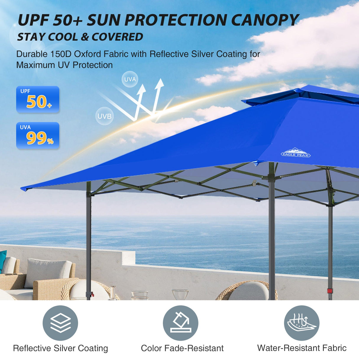 13x13 Straight Leg Pop Up Canopy Tent with 169 sqft of Shade - Eagle Peak Custom Canopy Tent