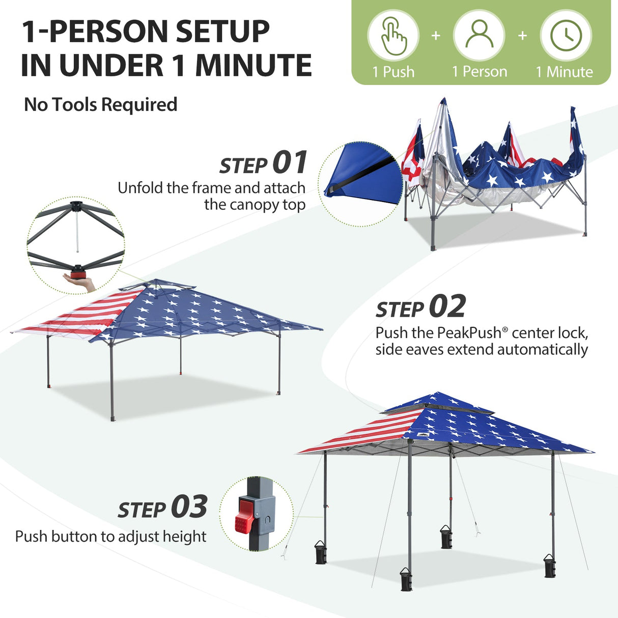 13x13 Straight Leg Pop Up Canopy Tent with 169 sqft of Shade - Eagle Peak®