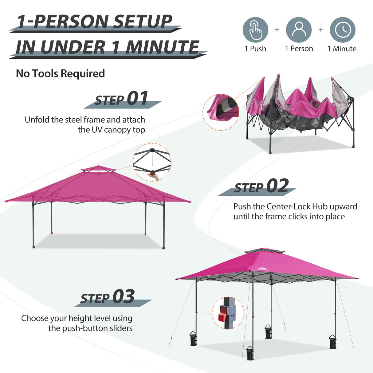13x13 Straight Leg Pop Up Canopy Tent with 169 sqft of Shade - Eagle Peak Custom Canopy Tent