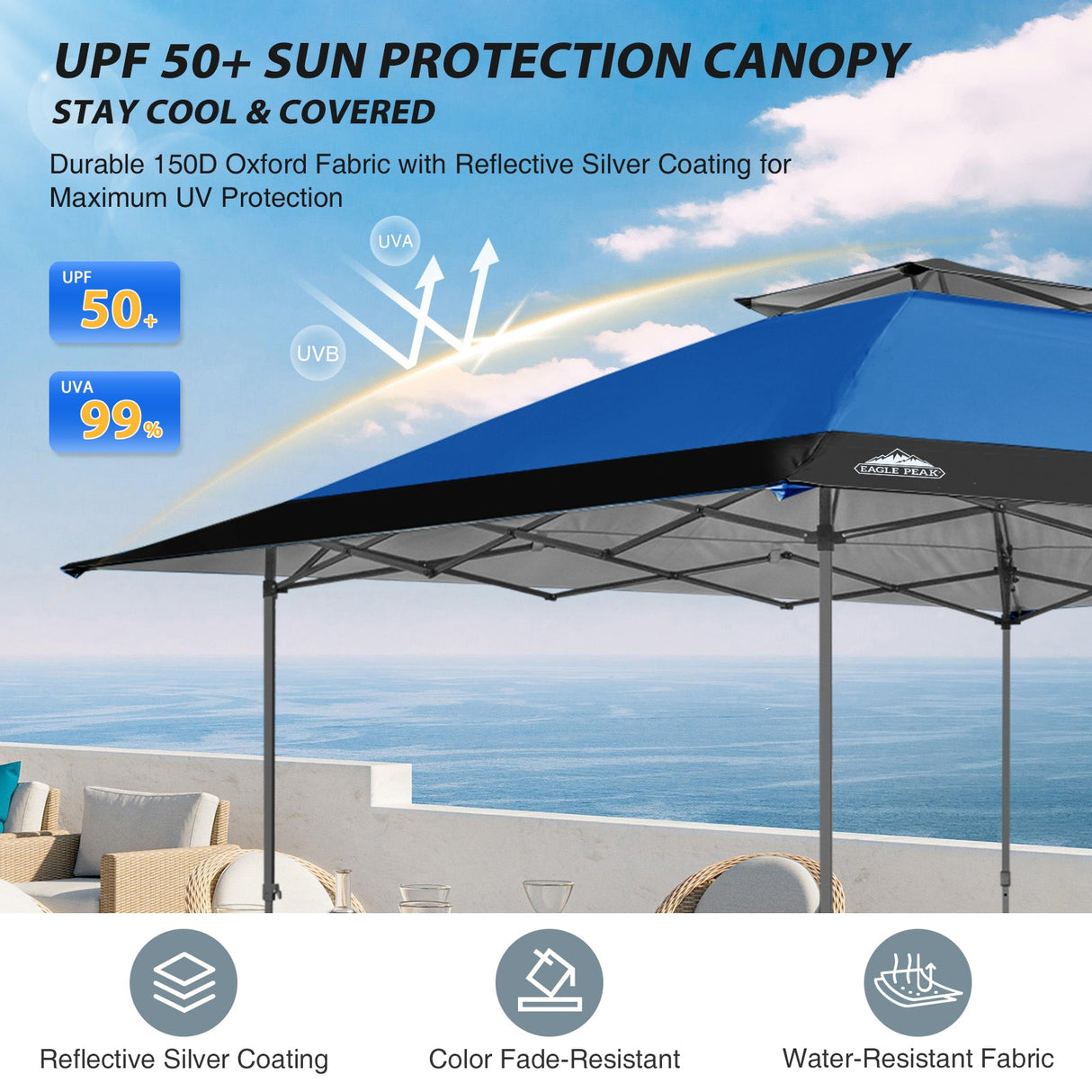 13x13 Straight Leg Pop Up Canopy Tent with 169 sqft of Shade - Eagle Peak Custom Canopy Tent