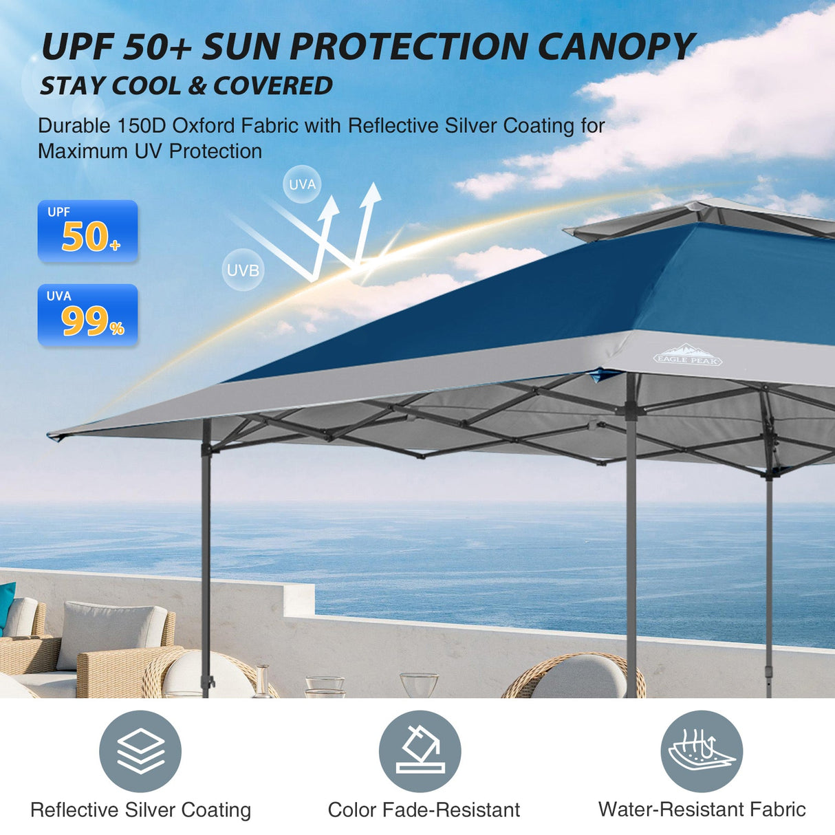 13x13 Straight Leg Pop Up Canopy Tent with 169 sqft of Shade - Eagle Peak Custom Canopy Tent