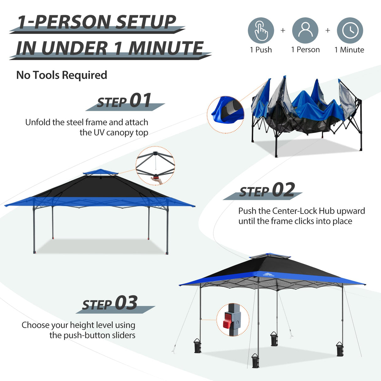 13x13 Straight Leg Pop Up Canopy Tent with 169 sqft of Shade - Eagle Peak Custom Canopy Tent