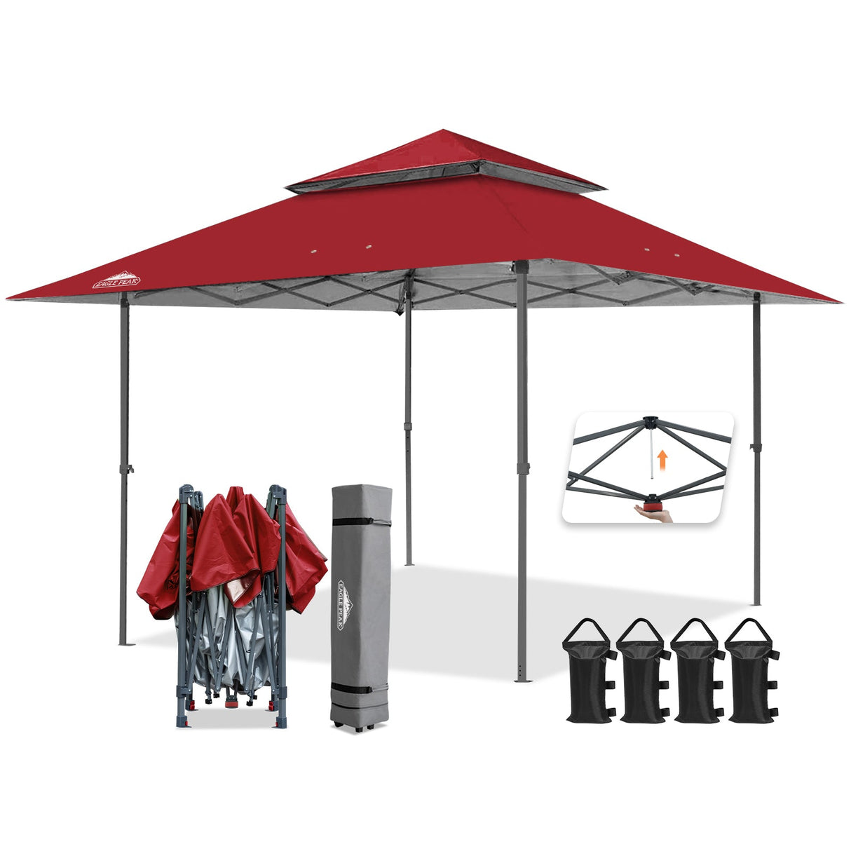 13x13 Straight Leg Pop Up Canopy Tent with 169 sqft of Shade - Eagle Peak Custom Canopy Tent