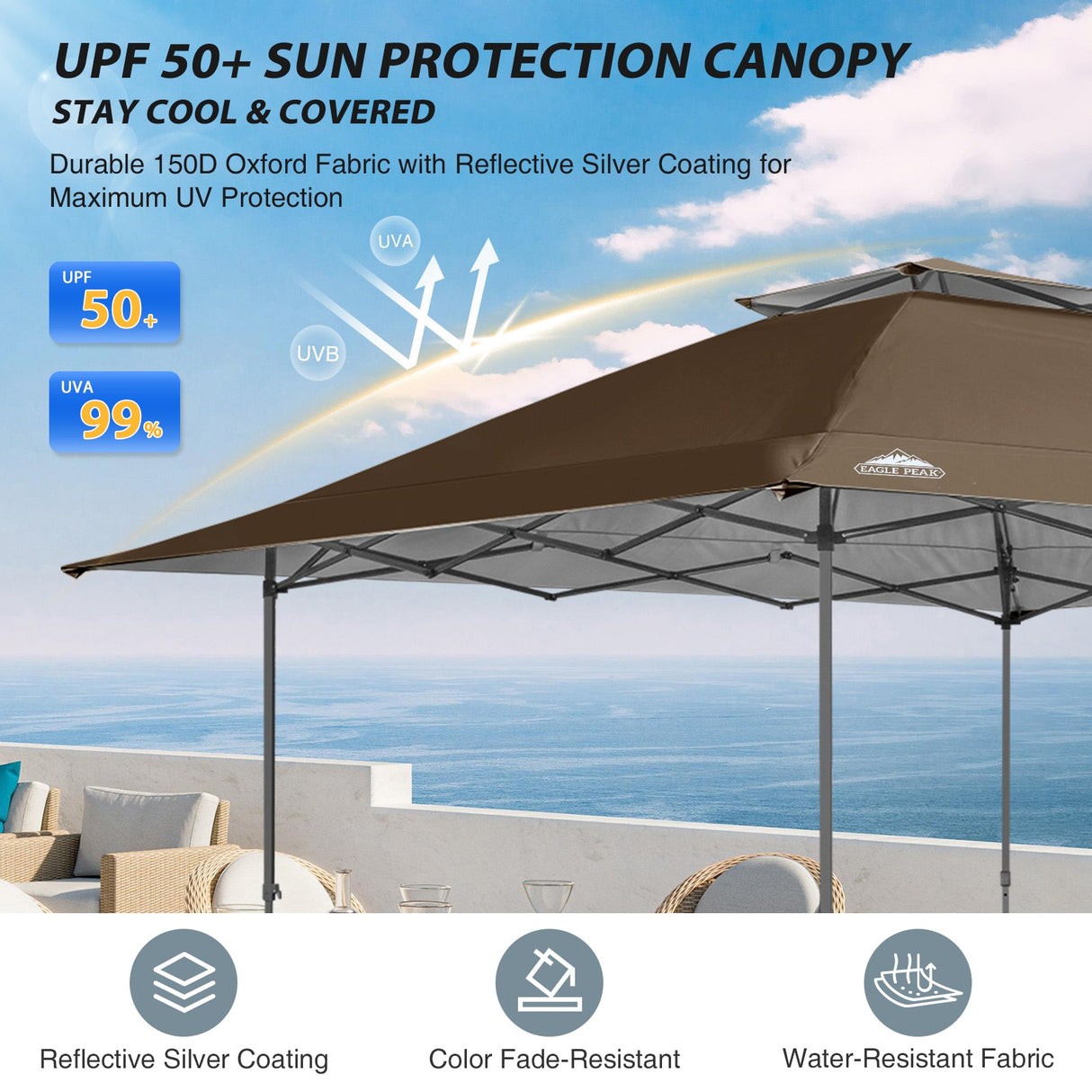 13x13 Straight Leg Pop Up Canopy Tent with 169 sqft of Shade - Eagle Peak Custom Canopy Tent