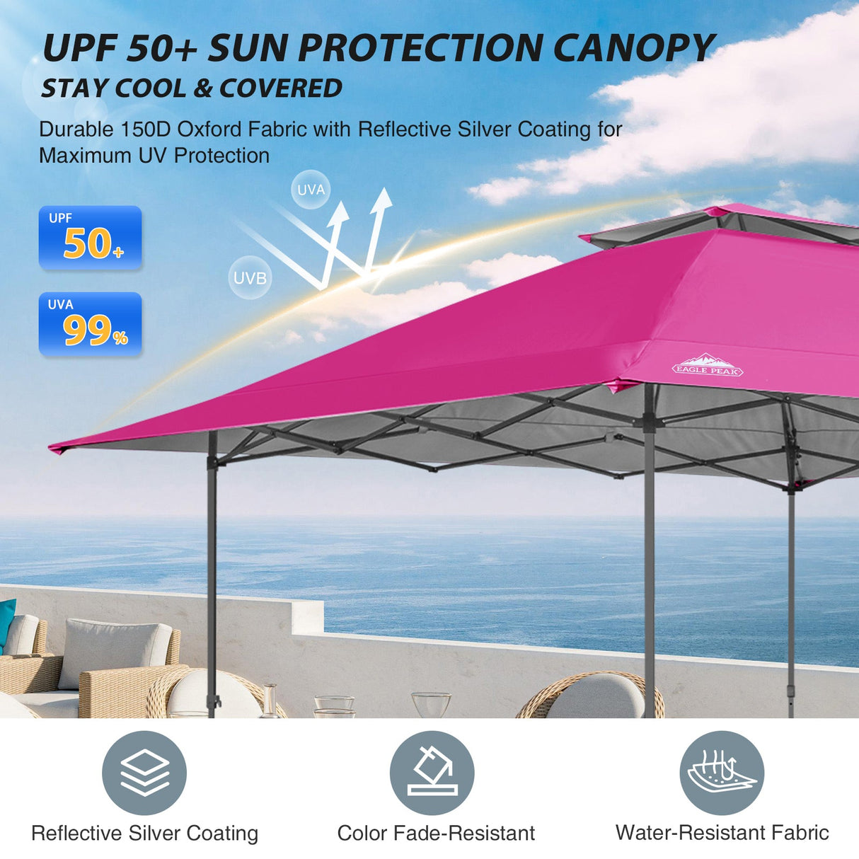 13x13 Straight Leg Pop Up Canopy Tent with 169 sqft of Shade - Eagle Peak Custom Canopy Tent