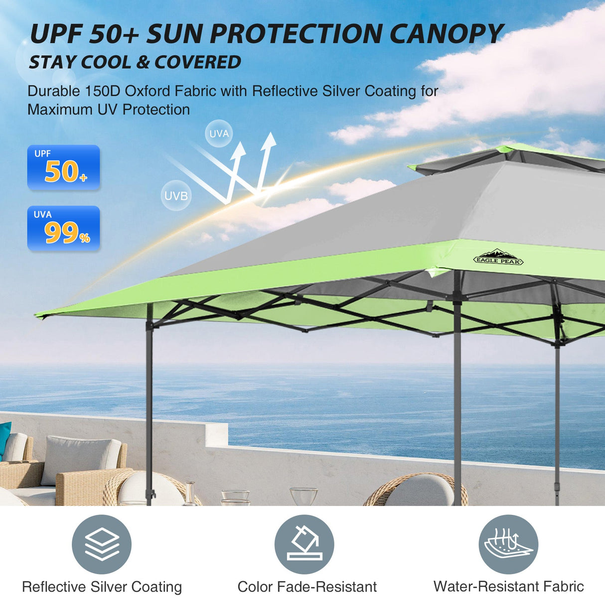 13x13 Straight Leg Pop Up Canopy Tent with 169 sqft of Shade - Eagle Peak Custom Canopy Tent