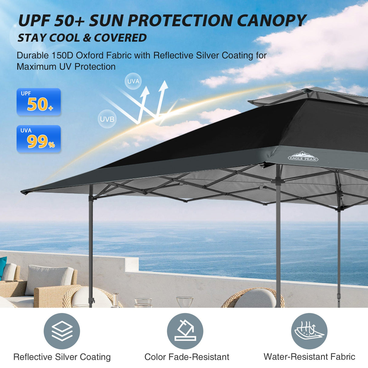 13x13 Straight Leg Pop Up Canopy Tent with 169 sqft of Shade - Eagle Peak Custom Canopy Tent