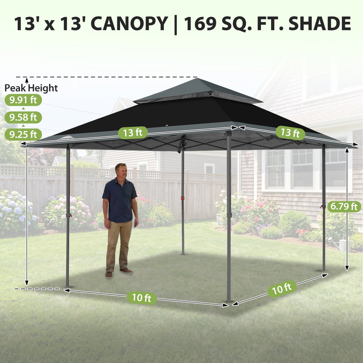 13x13 Straight Leg Pop Up Canopy Tent with 169 sqft of Shade - Eagle Peak®