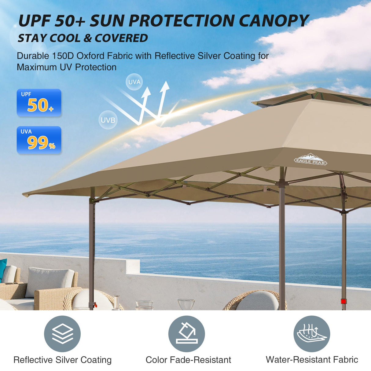 13x13 Straight Leg Pop Up Canopy Tent with 169 sqft of Shade - Eagle Peak Custom Canopy Tent