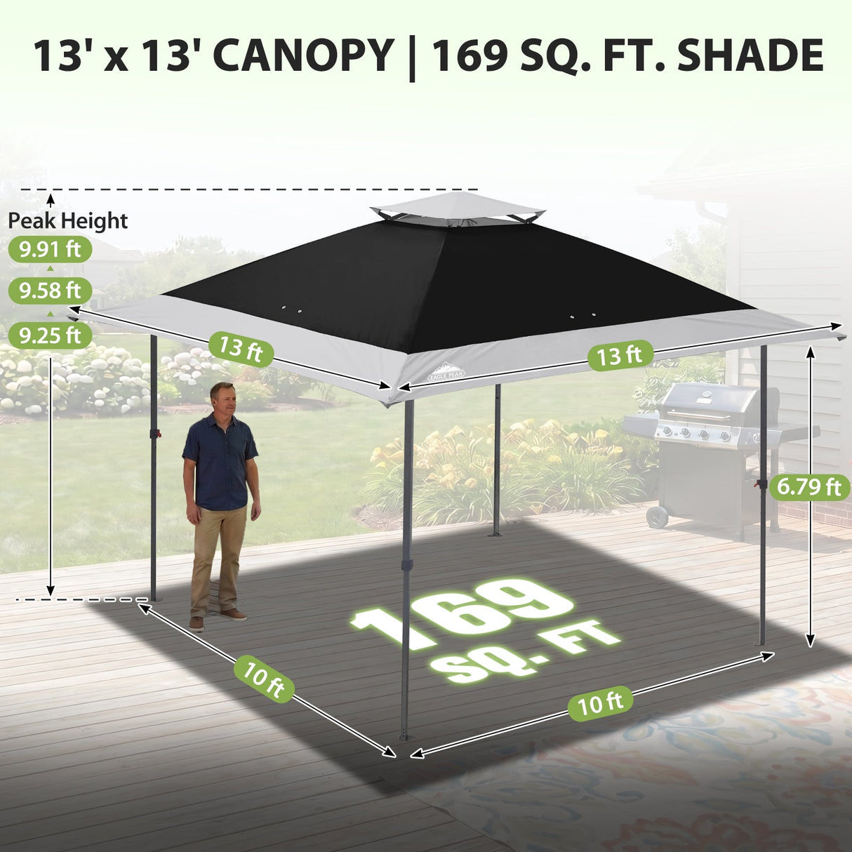 13x13 Straight Leg Pop Up Canopy Tent with 169 sqft of Shade - Eagle Peak®