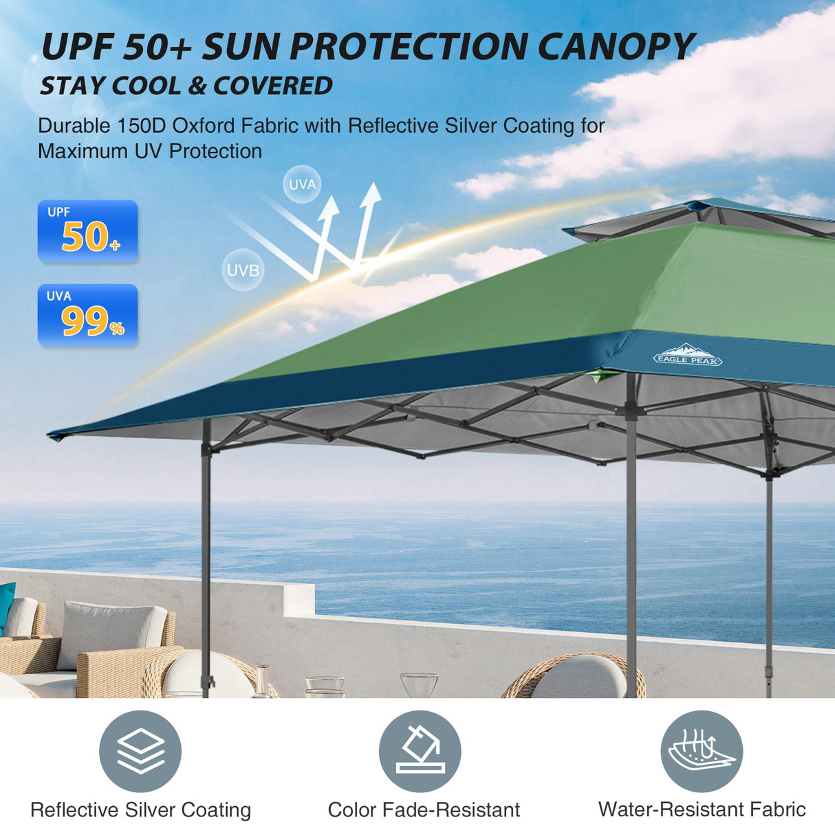 13x13 Straight Leg Pop Up Canopy Tent with 169 sqft of Shade - Eagle Peak Custom Canopy Tent