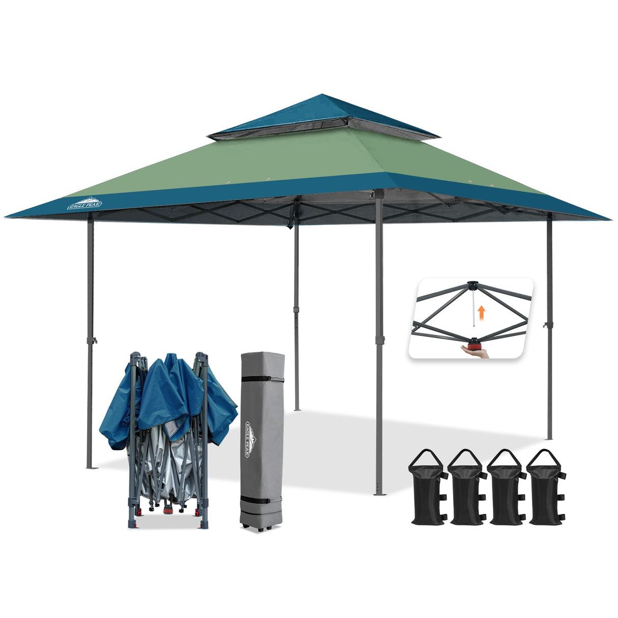 13x13 Straight Leg Pop Up Canopy Tent with 169 sqft of Shade - Eagle Peak Custom Canopy Tent