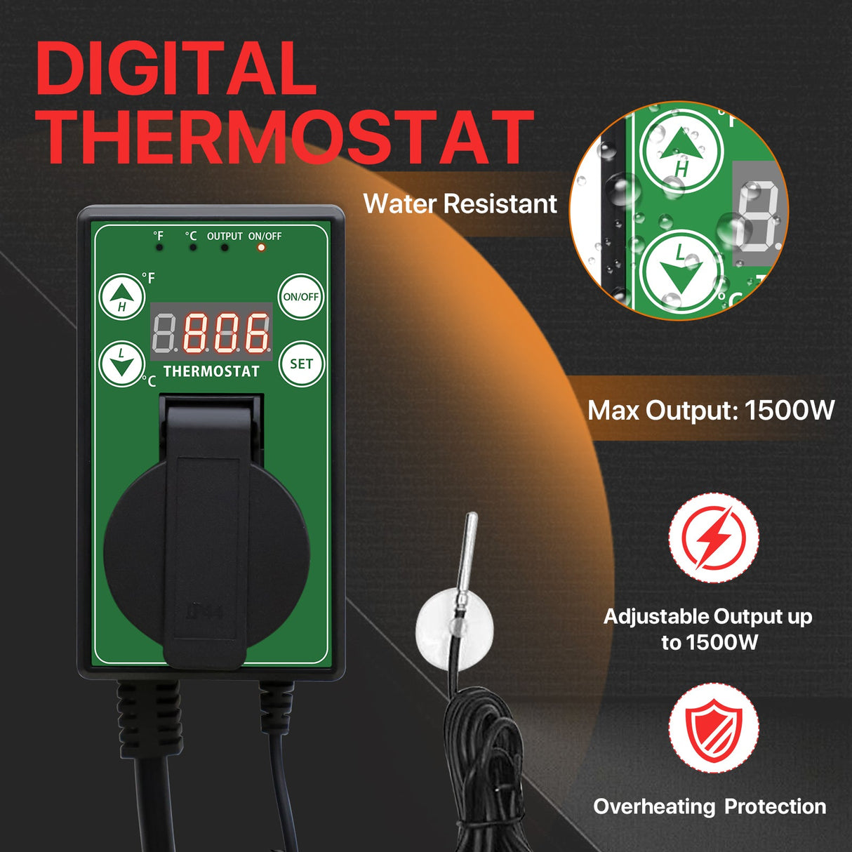 1500W Greenhouse Heater w/thermostat - Eagle Peak Custom Canopy Tent