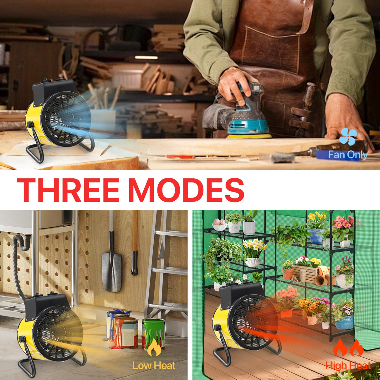 1500W Outdoor Heater with Thermostat, Yellow - Eagle Peak Custom Canopy Tent