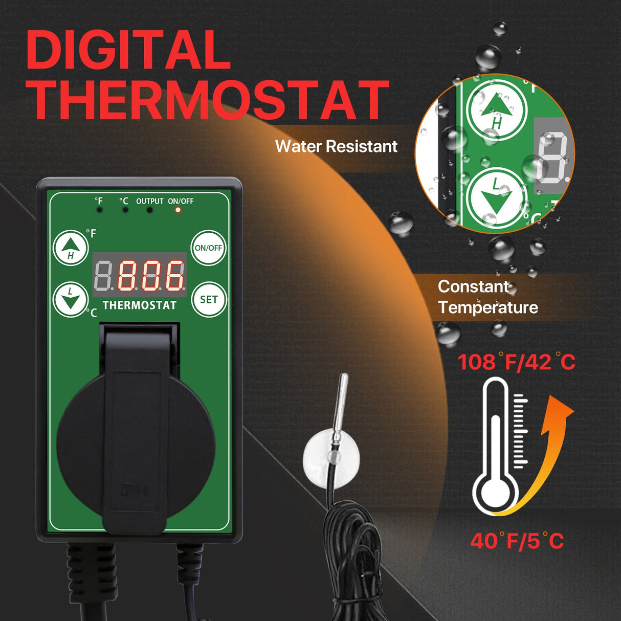 1500W Outdoor Heater with Thermostat, Yellow - Eagle Peak Custom Canopy Tent