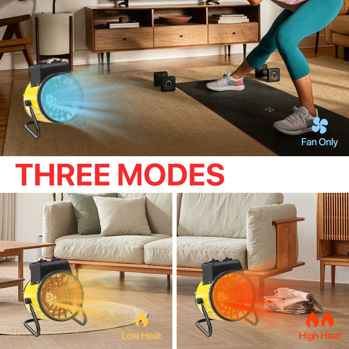 1500W Outdoor Heater with Thermostat, Yellow - Eagle Peak Custom Canopy Tent