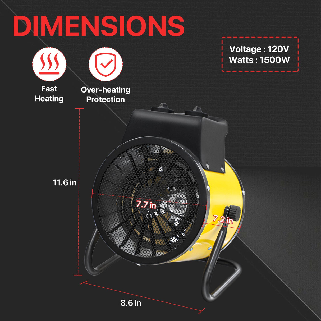 1500W Outdoor Heater,Yellow - Eagle Peak Custom Canopy Tent