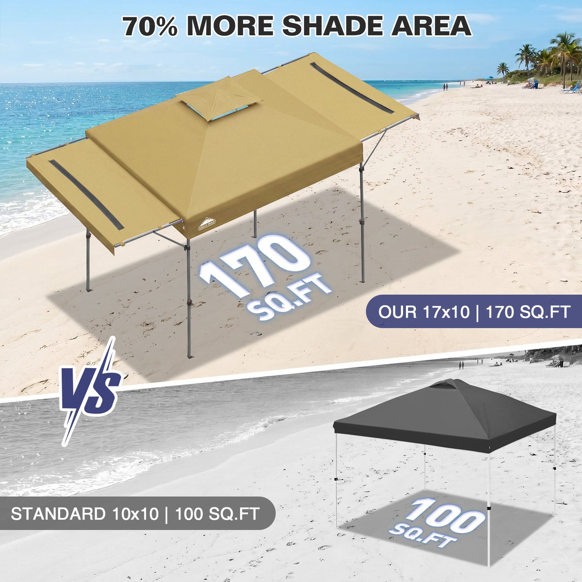 17x10 Pop up Gazebo Canopy Tent, Dual Awnings - Eagle Peak®