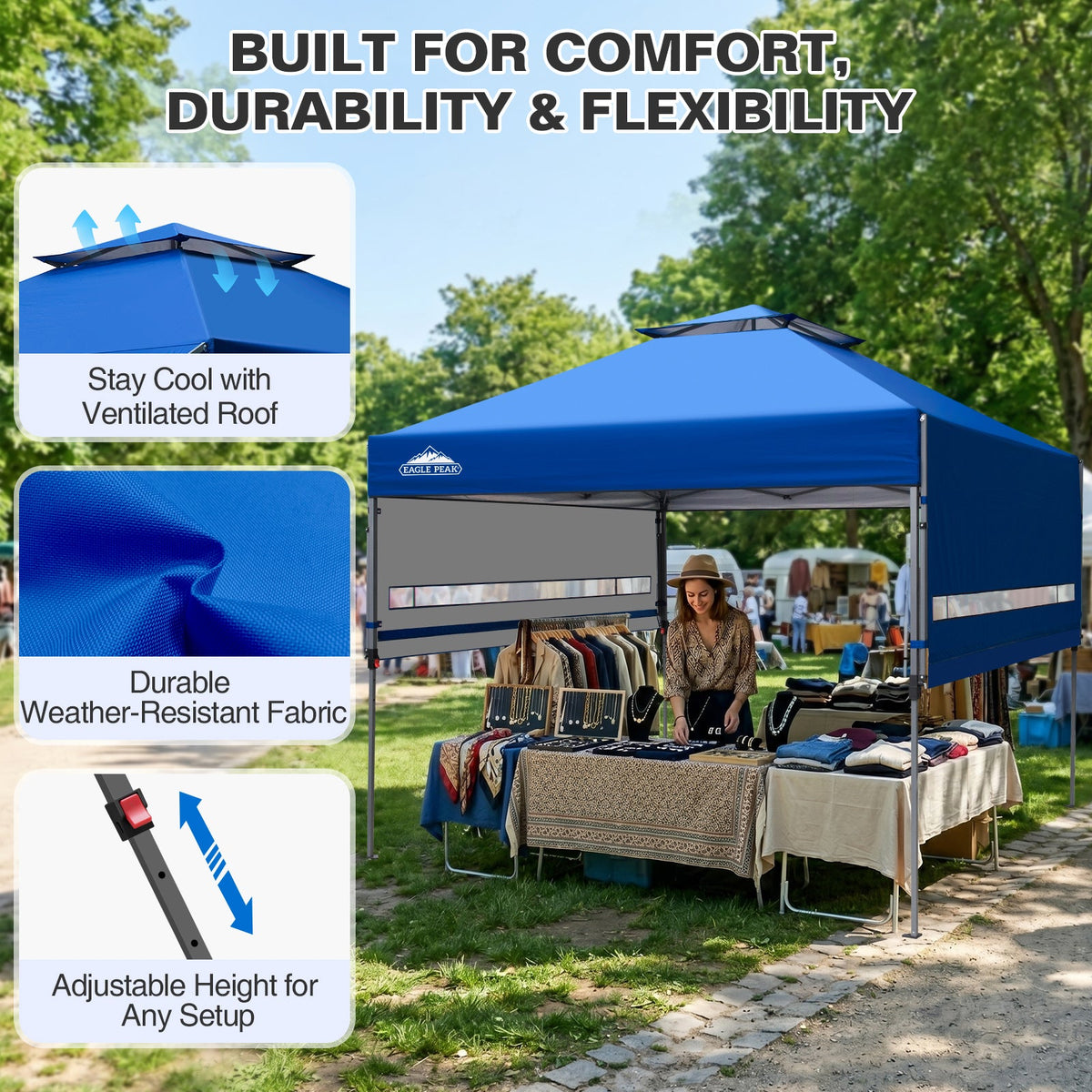 17x10 Pop up Gazebo Canopy Tent, Dual Awnings - Eagle Peak®