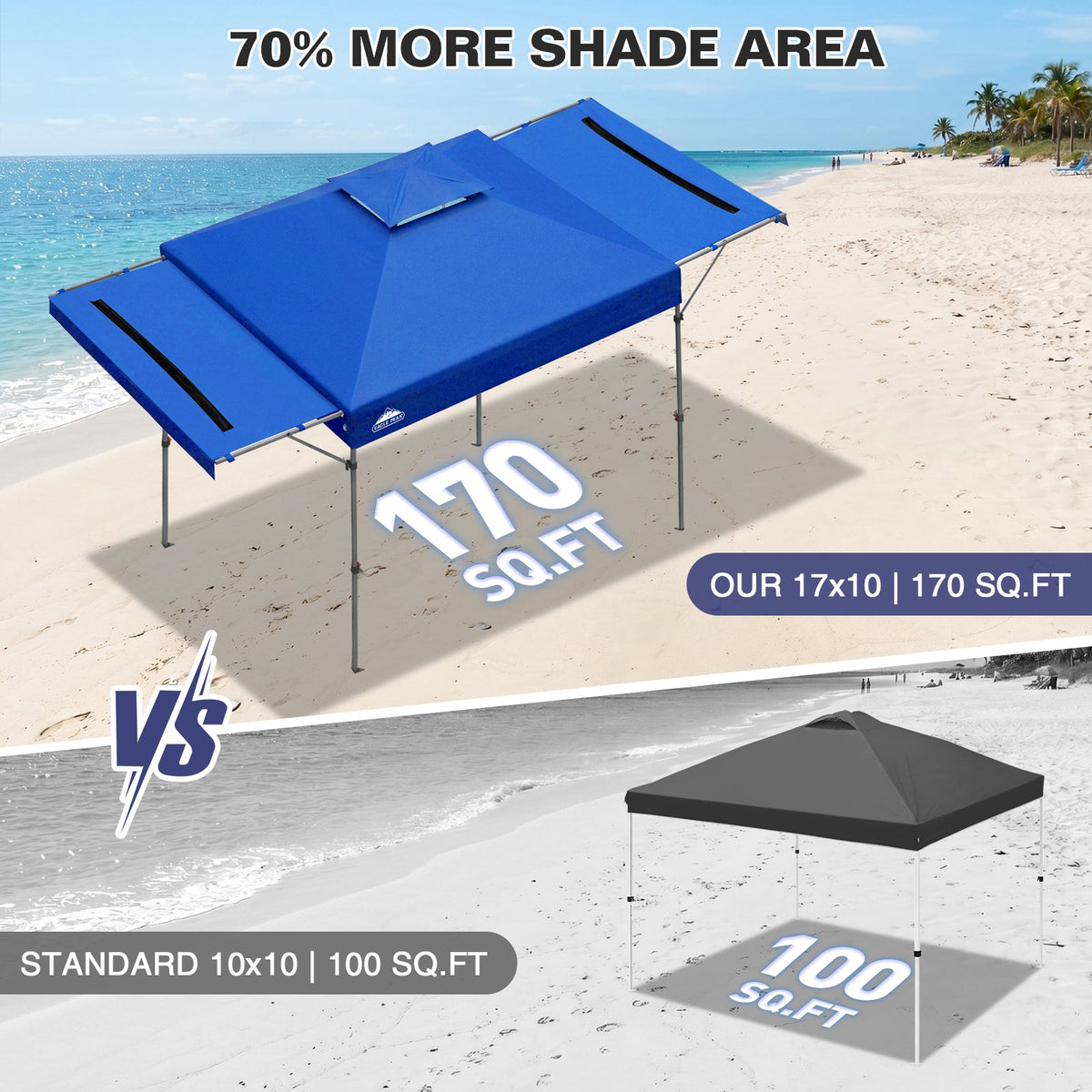 17x10 Pop up Gazebo Canopy Tent, Dual Awnings - Eagle Peak®