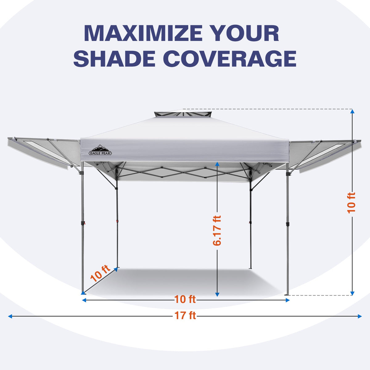 17x10 Pop up Gazebo Canopy Tent, Dual Awnings - Eagle Peak®