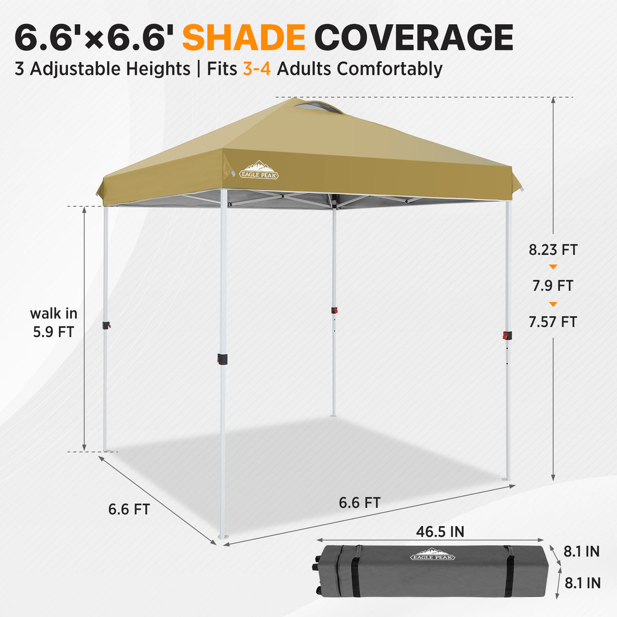 6.6x6.6 Pop Up Canopy Tent Easy Up Canopy Outdoor