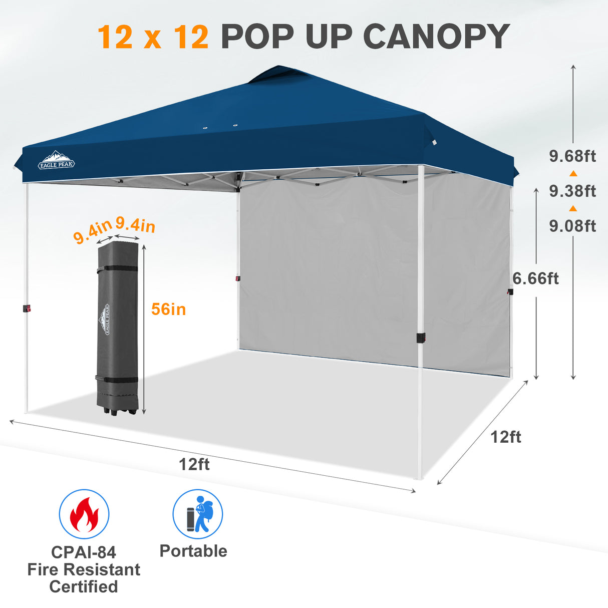 12x12 Pop Up Canopy Tent with 1 Sidewall