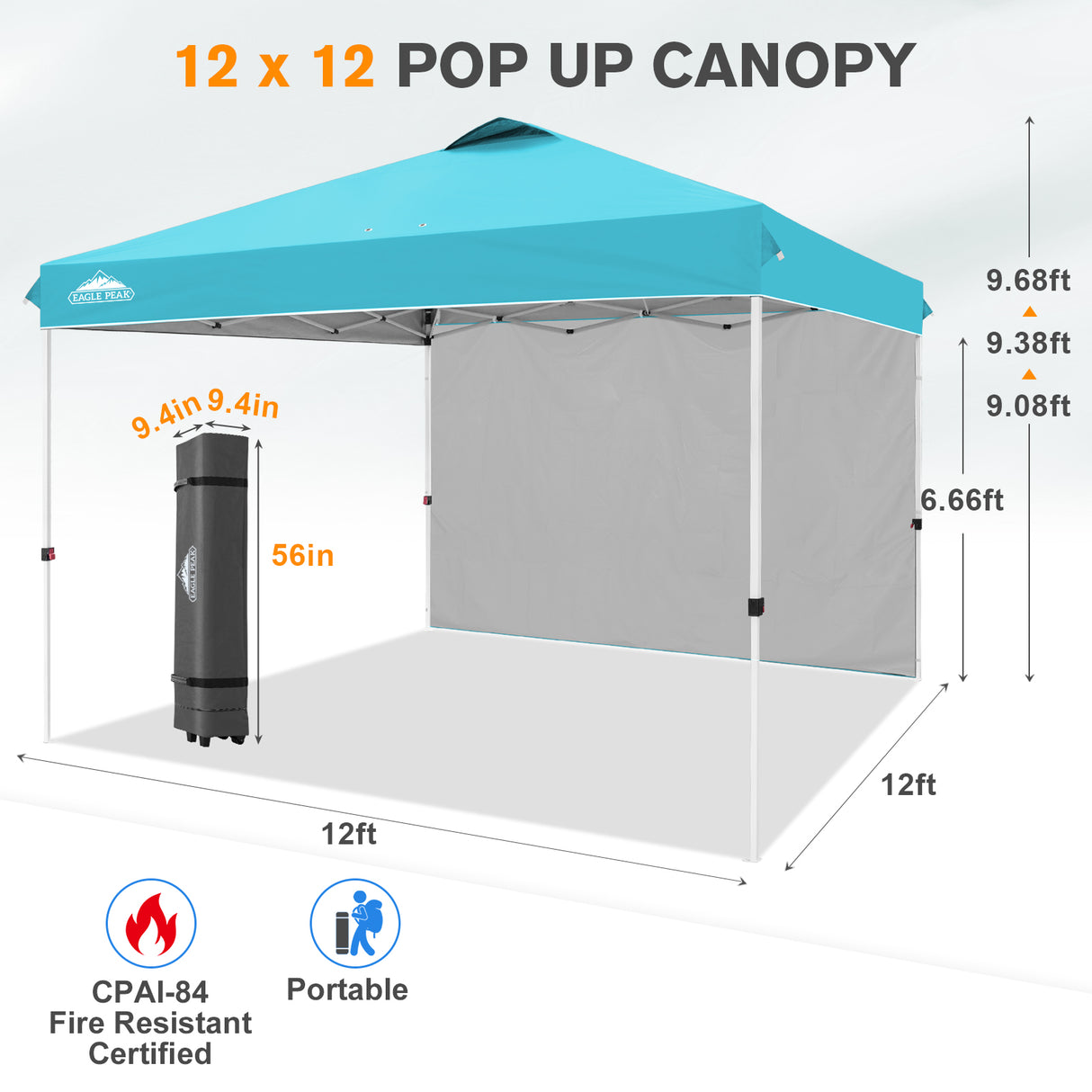 12x12 Pop Up Canopy Tent with 1 Sidewall
