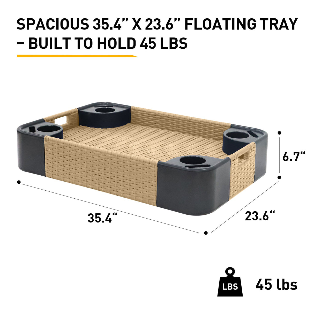 24”x24” Square/35”x24” Rectangular Floating Tray for Pool and Hot Tub - Eagle Peak®
