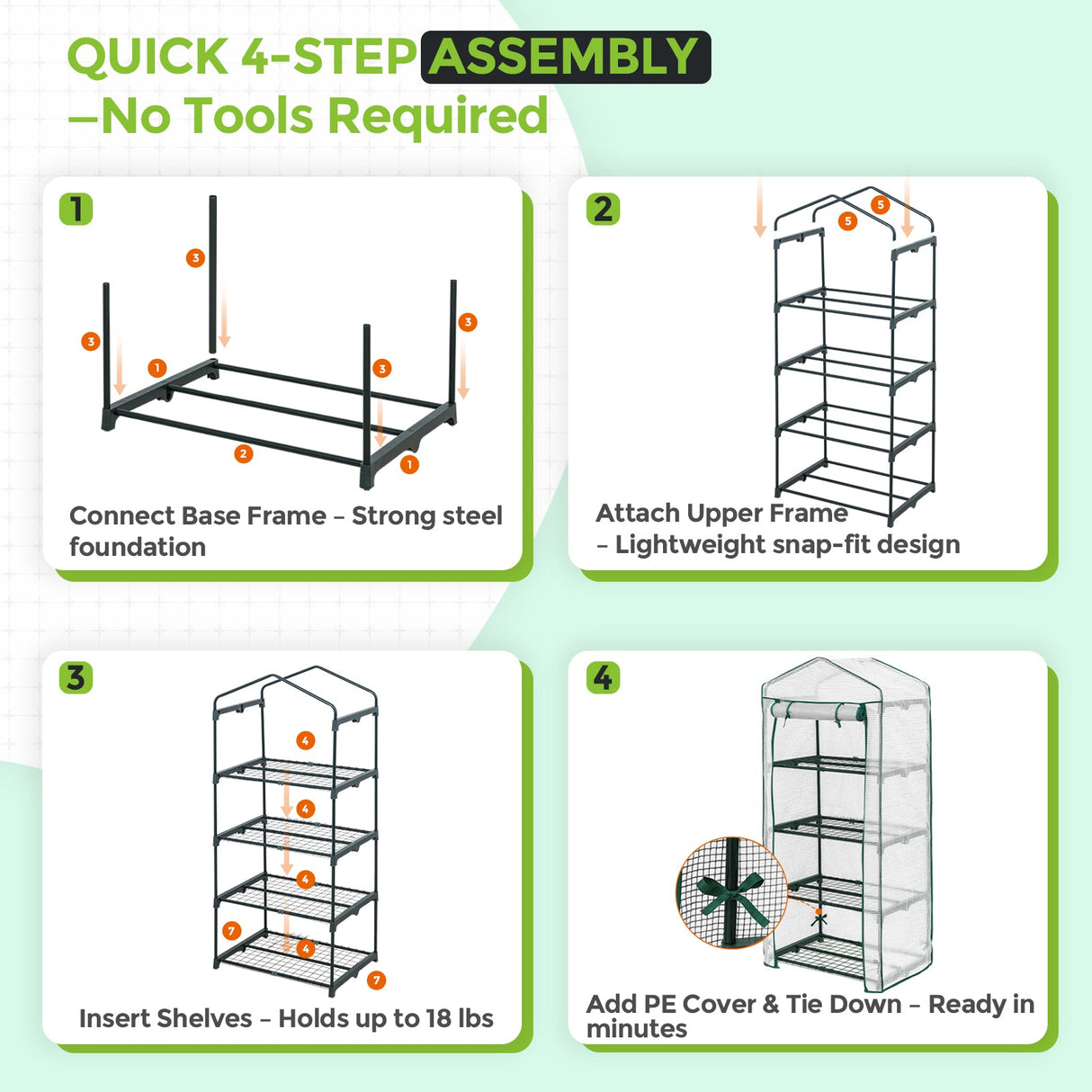 27.2"x19.3"x64.2" Mini Greenhouse with Wire Shelves - Eagle Peak Custom Canopy Tent