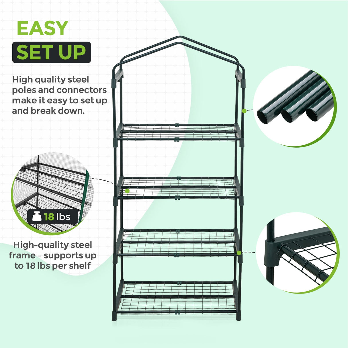 27.2"x19.3"x64.2" Mini Greenhouse with Wire Shelves - Eagle Peak Custom Canopy Tent