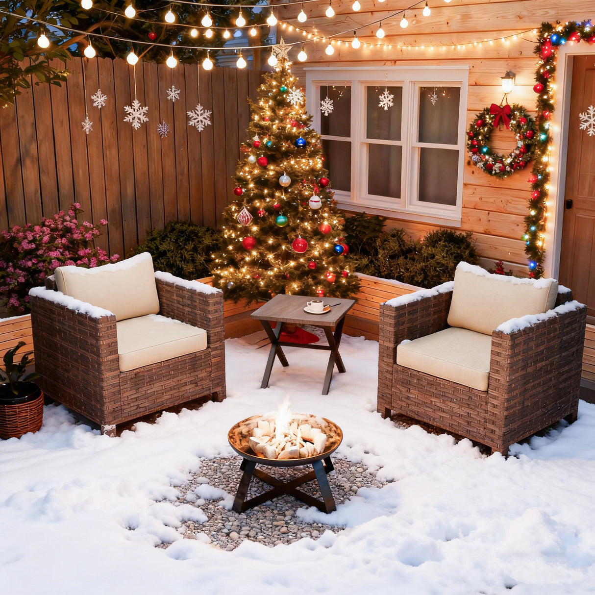 Harbor Haven 3 PCS Wicker Patio Bistro Set, Outdoor Chairs & Side Table