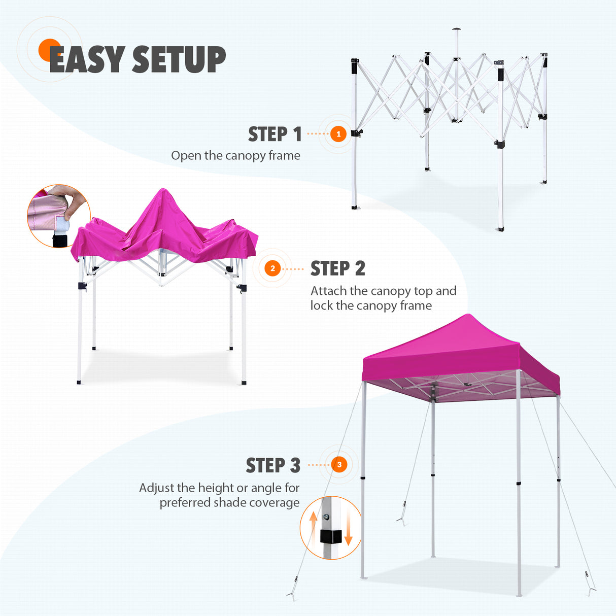 5x5 Pop Up Canopy Tent Instant Straight Leg Outdoor Canopy Easy Set-up