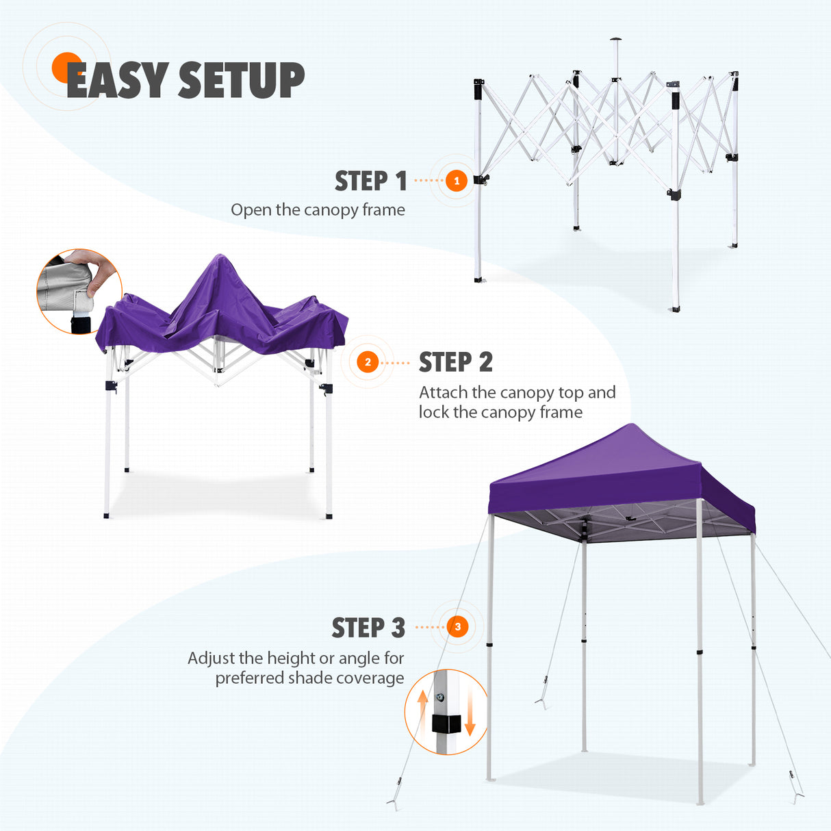 5x5 Pop Up Canopy Tent Instant Straight Leg Outdoor Canopy Easy Set-up