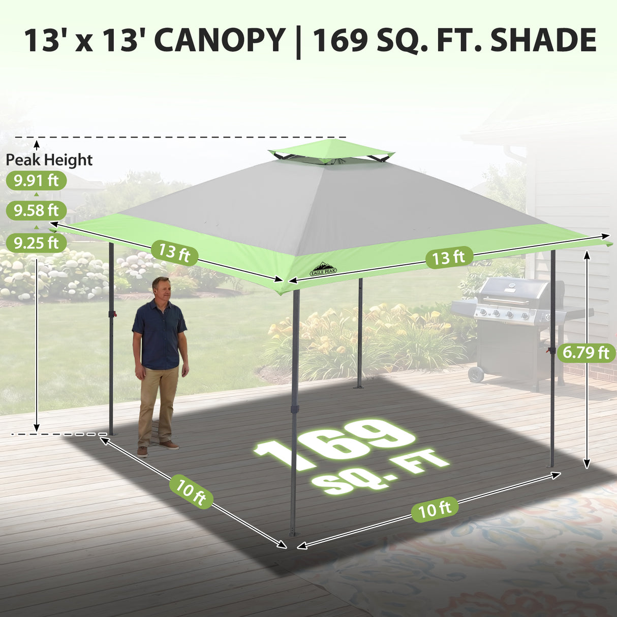 13x13 Straight Leg Pop Up Canopy Tent with 169 sqft of Shade