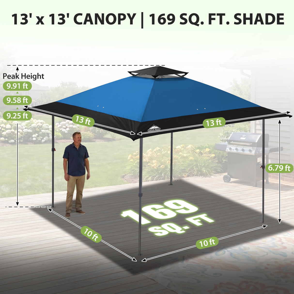 13x13 Straight Leg Pop Up Canopy Tent with 169 sqft of Shade