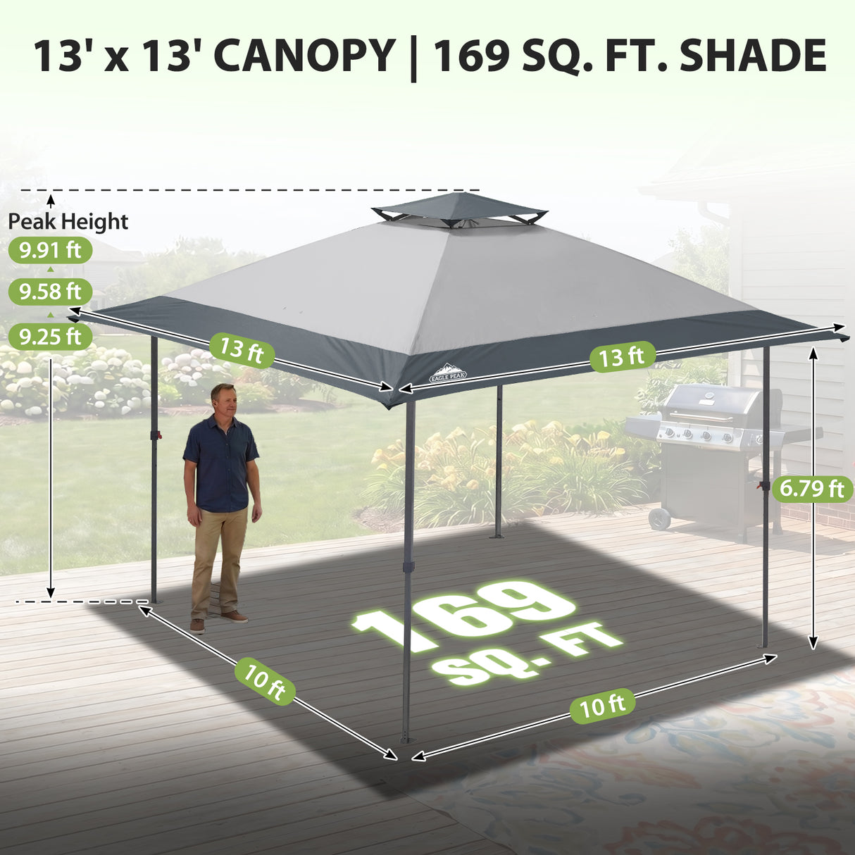 13x13 Straight Leg Pop Up Canopy Tent with 169 sqft of Shade