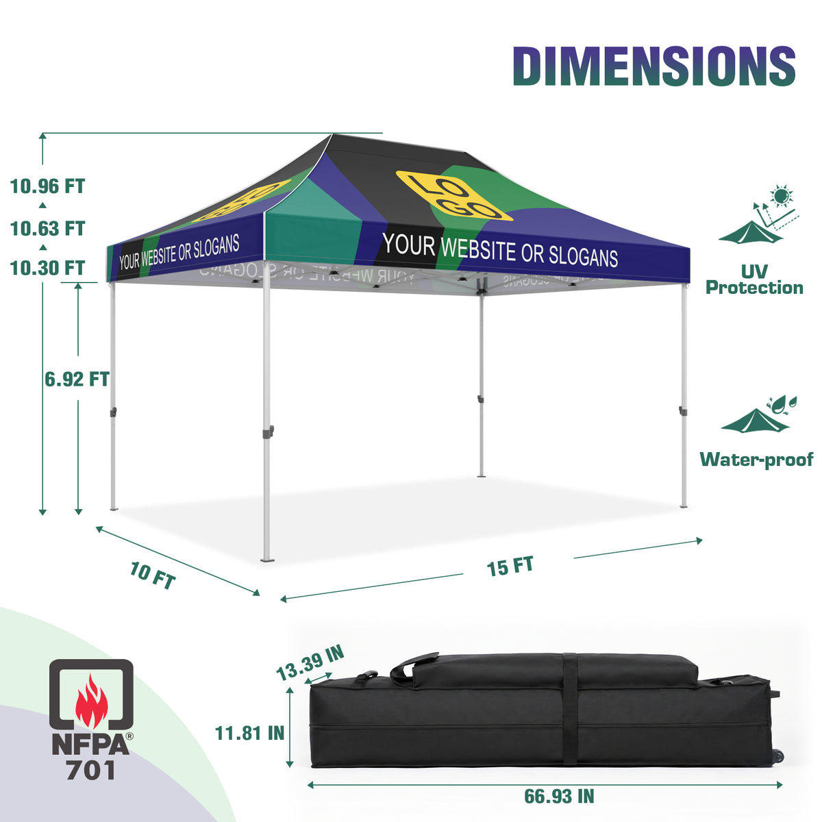 Custom Canopy Tent 10x15 with Logo, Custom Vendor Tent