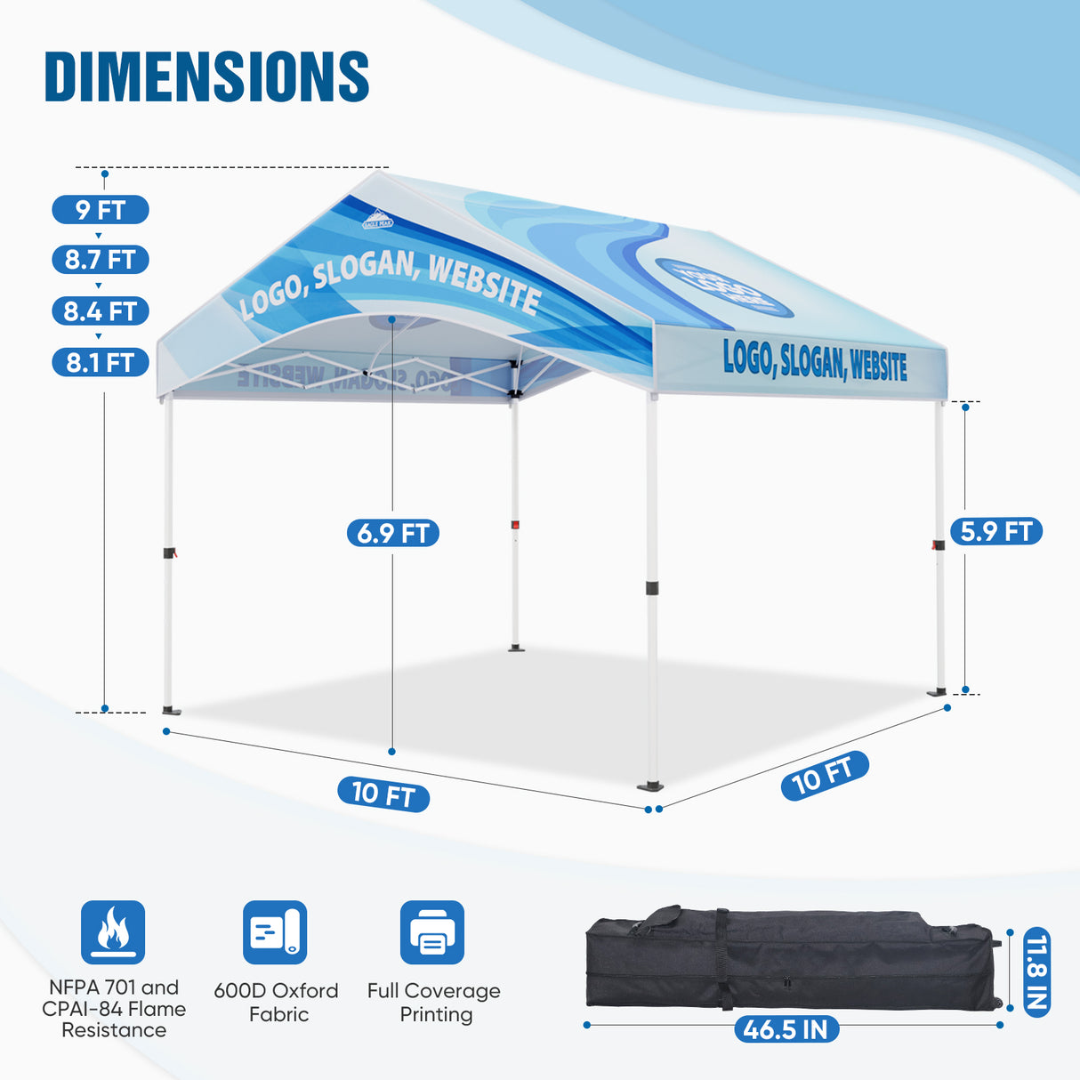 Alps Aluminum Frame Gable Roof Custom Canopy Tent 10x10