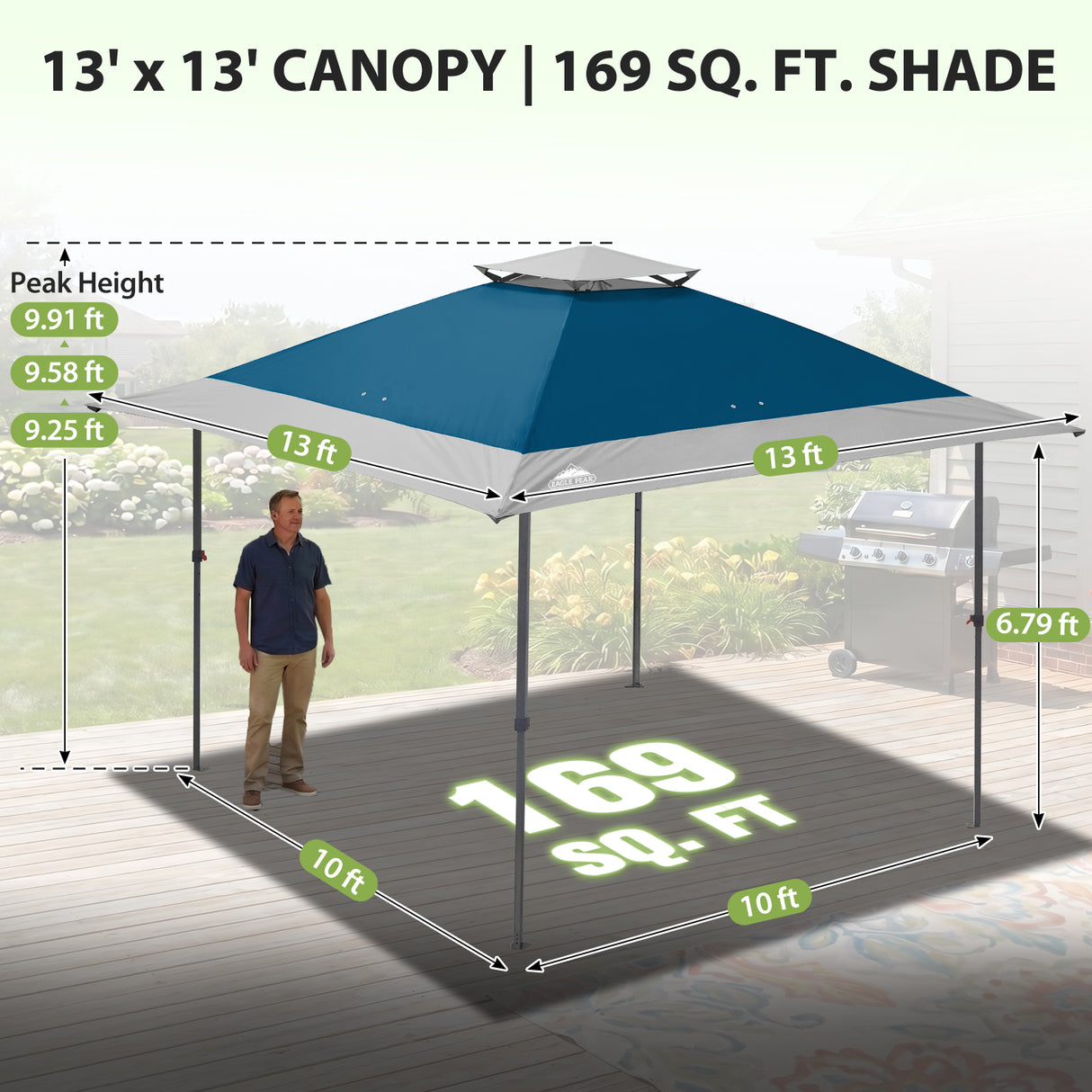 13x13 Straight Leg Pop Up Canopy Tent with 169 sqft of Shade