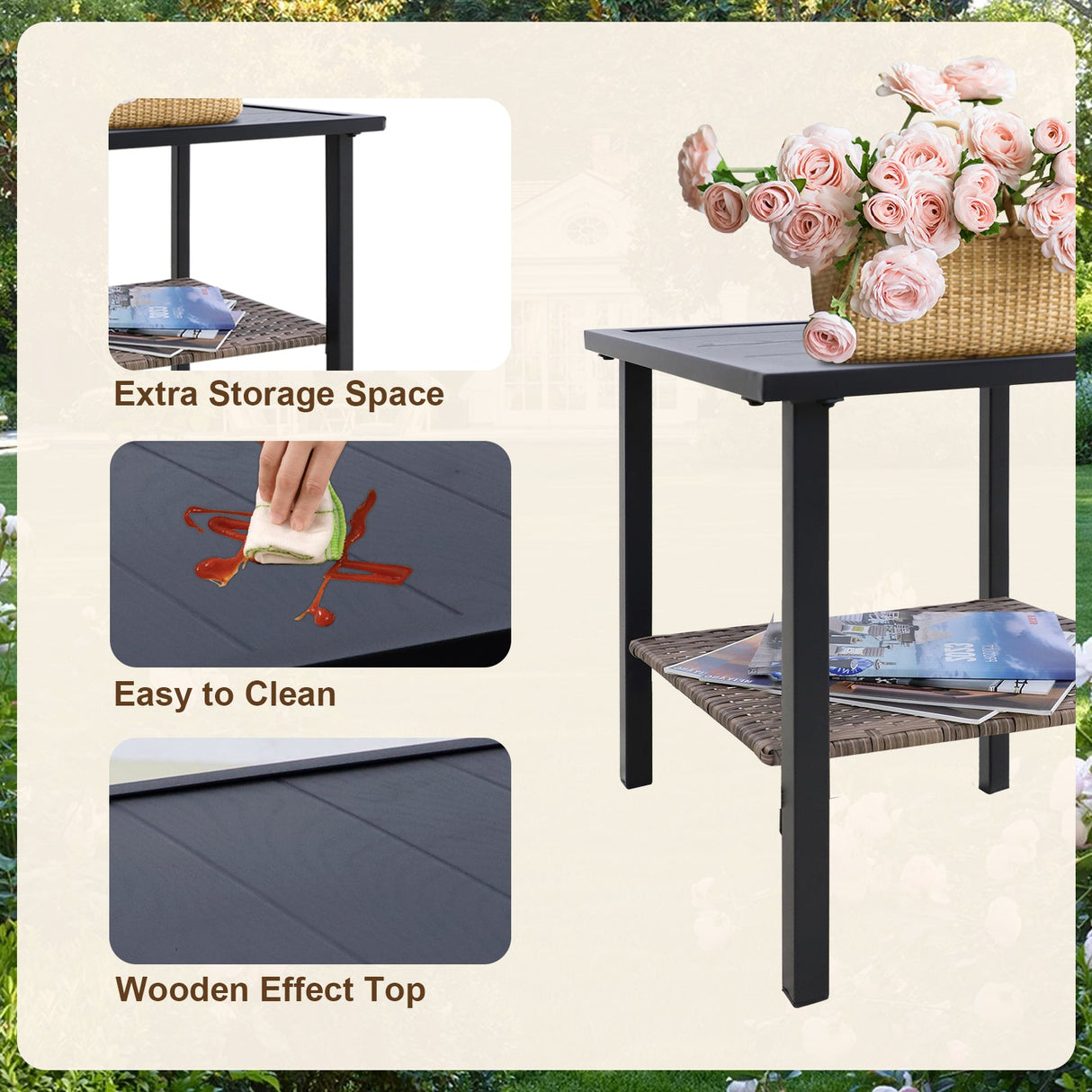 3 PCS Mojave Dusk Outdoor Conversation Set, 2 Rocking Chairs and Side Table - Eagle Peak Custom Canopy Tent