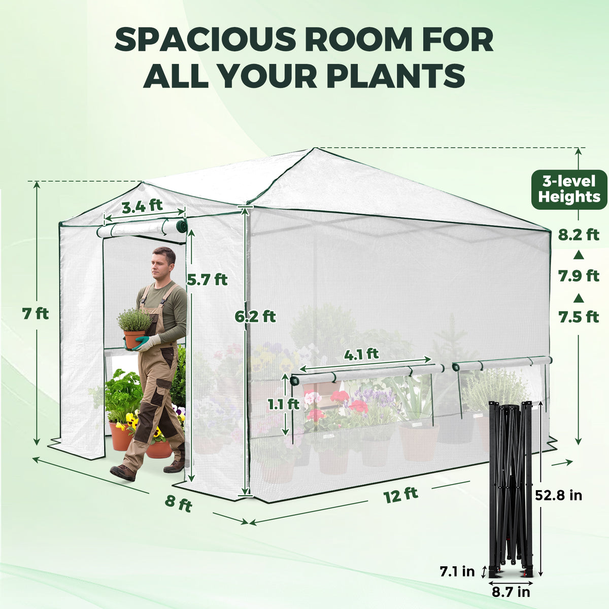 12x8 Easy Setup Pop Up Greenhouse, Support Pole