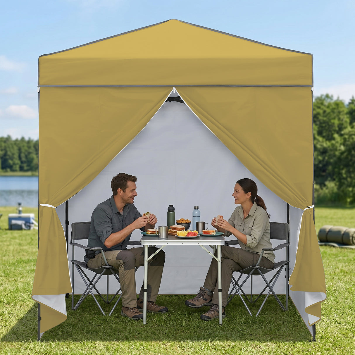 6x4 Instant Pop Up Canopy Tent with 4 Side Wall Panels