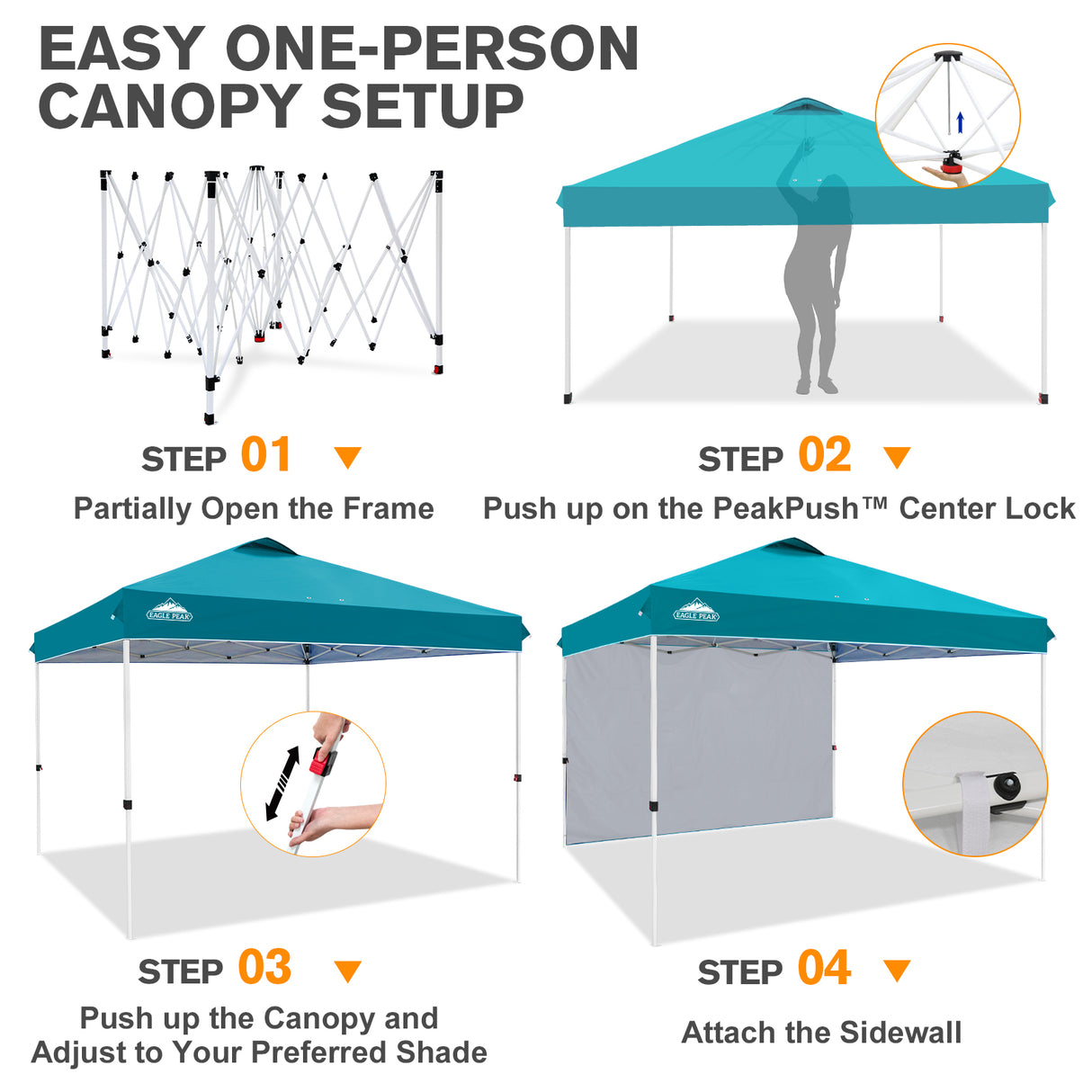 12x12 Pop Up Canopy Tent with 1 Sidewall